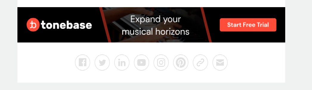 Example: a tonebase banner at the foot of the weekly email